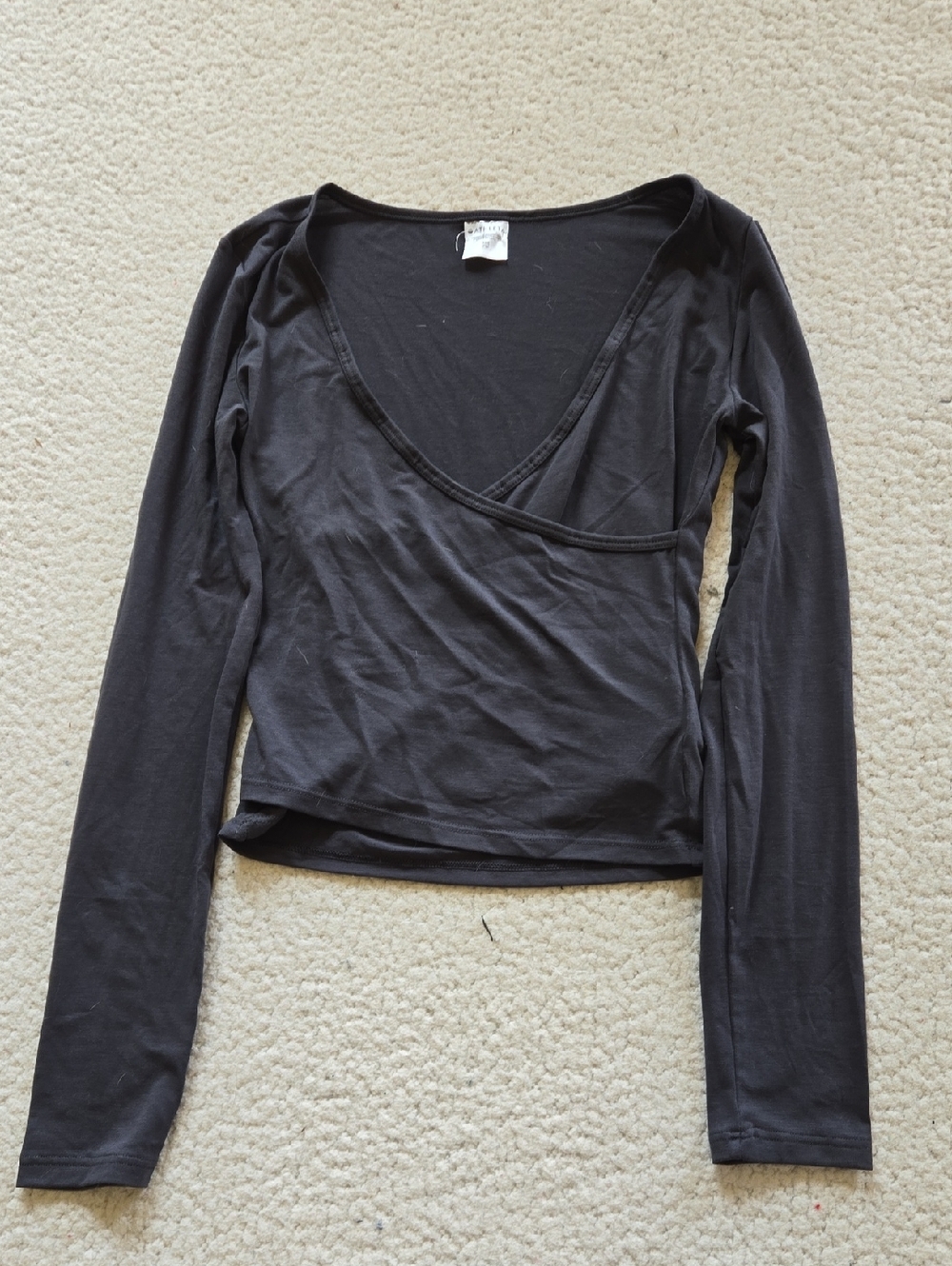 Women's Charcoal Gray Long-Sleeve Wrap Top